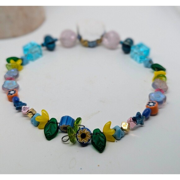 Day of the Dead Skull Beaded Wire Choker Necklace - Picture 4 of 6